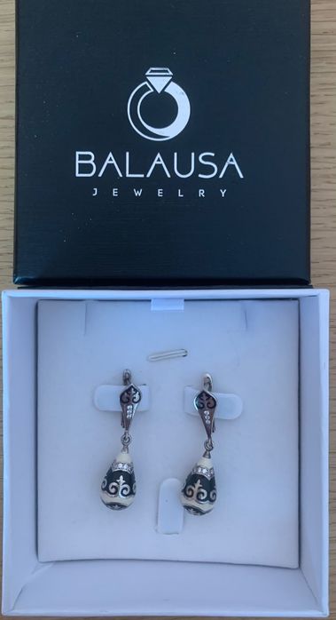 Серьги Balausa Jewelry вес 8.2 г серебро 925 проба, эмаль, фианит