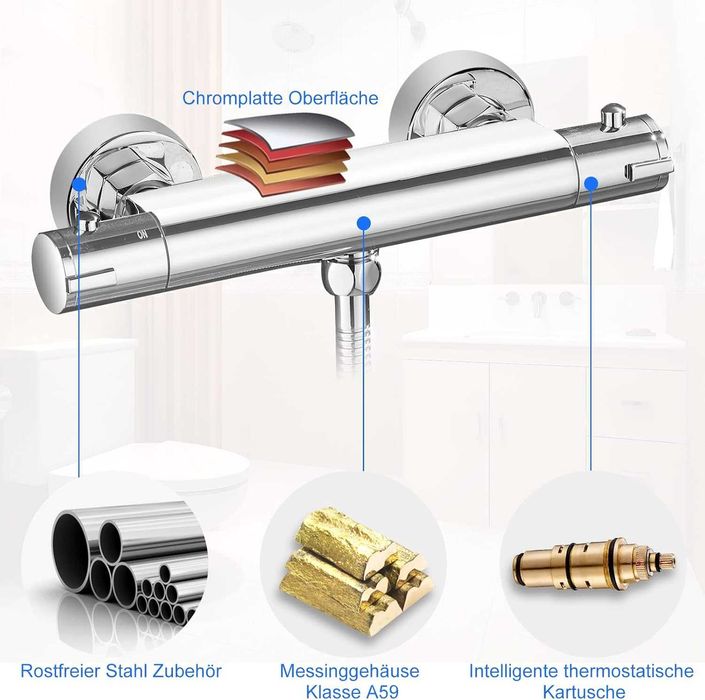 Baterie cu termostat baie/dus, Safety 38gr, CROM, REDUS de la 350RON