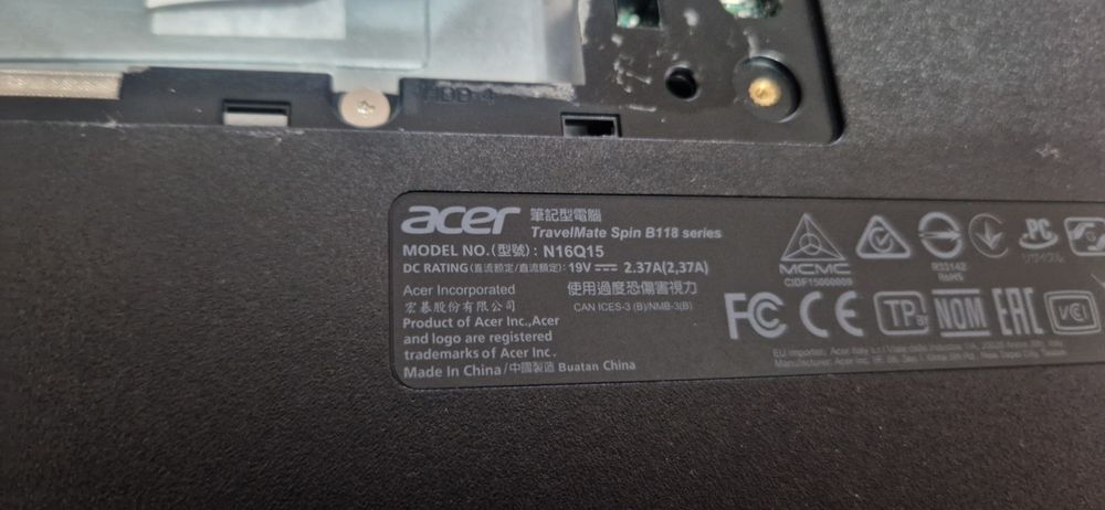 Acer travelmate spin B118 model N16Q15