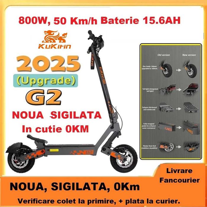 Sigilata, NOUA Kukirin G2 (2025)  Motor 800W - 55km/h + GARANTIE 1AN‼️