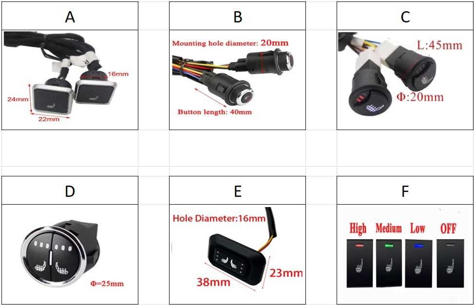Kit incalzire in scaune din fibră de carbon cu 3 sau 6 niveluri