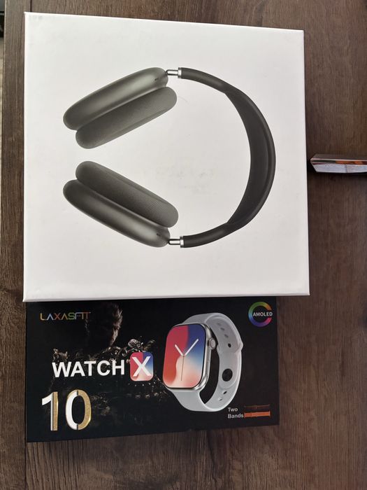 Smartwatch incarcare wireless + Casti Wireless plus cablu (NOU)