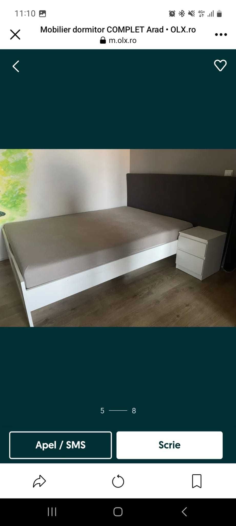 Set mobila dormitor alb IKEA cu saltea inclusă