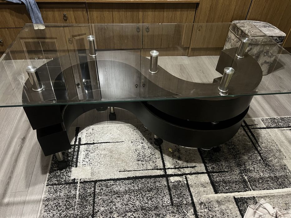 Masuta cafea cu sticla culoare wenge