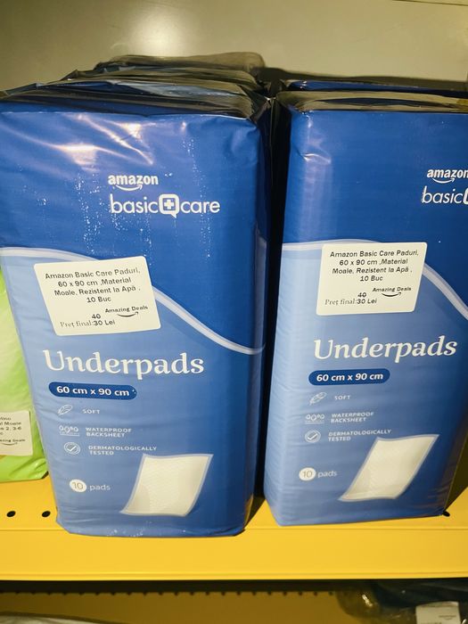 Amazon Basic Care, Paduri Rezistente la Apa ,60x90 cm ,10 Buc