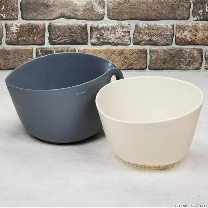 Bol cu strecuratoare detasabila, din plastic, gri, Kassel