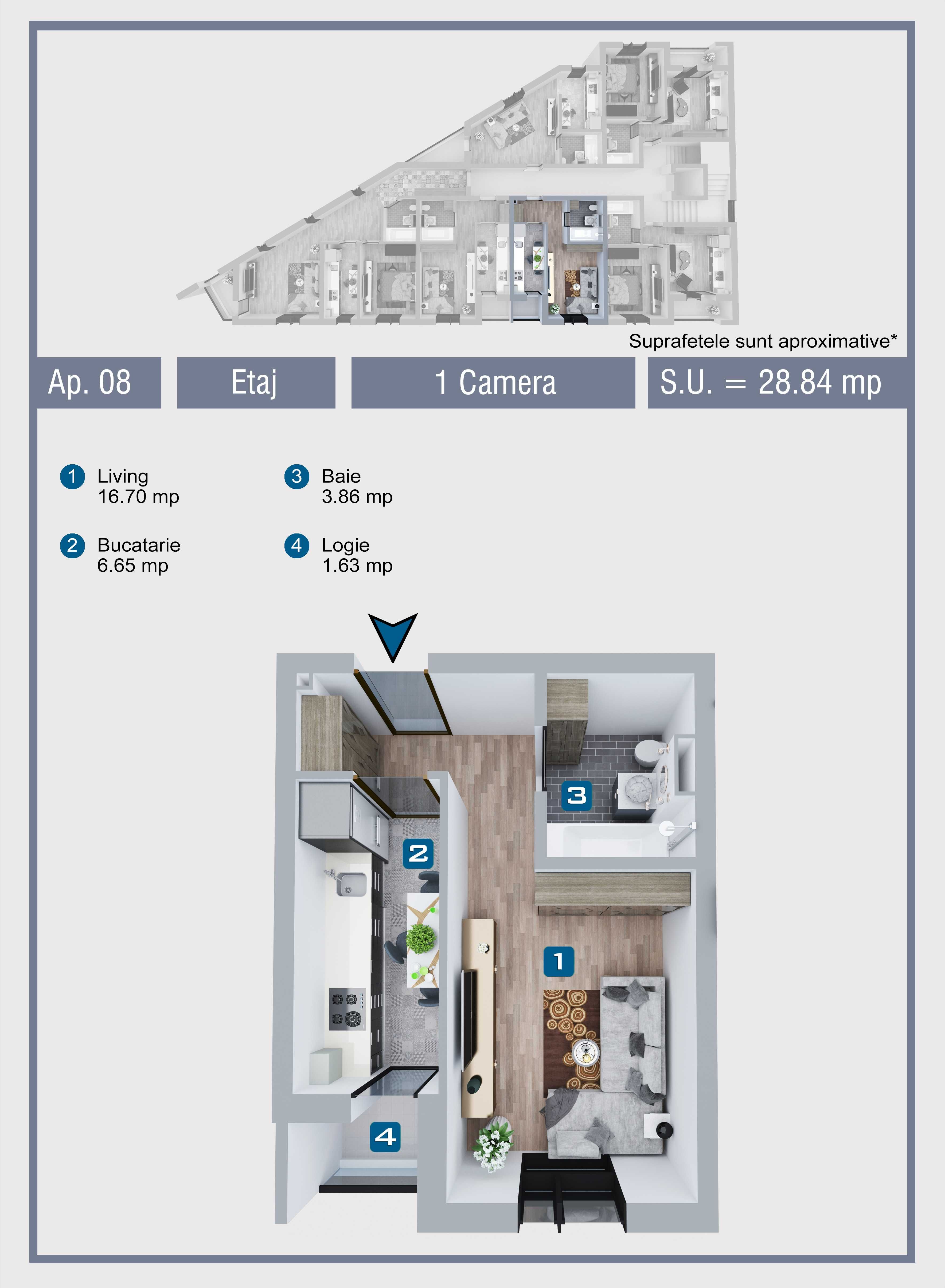 Garsoniere de VANZARE/ Hub Residence 3