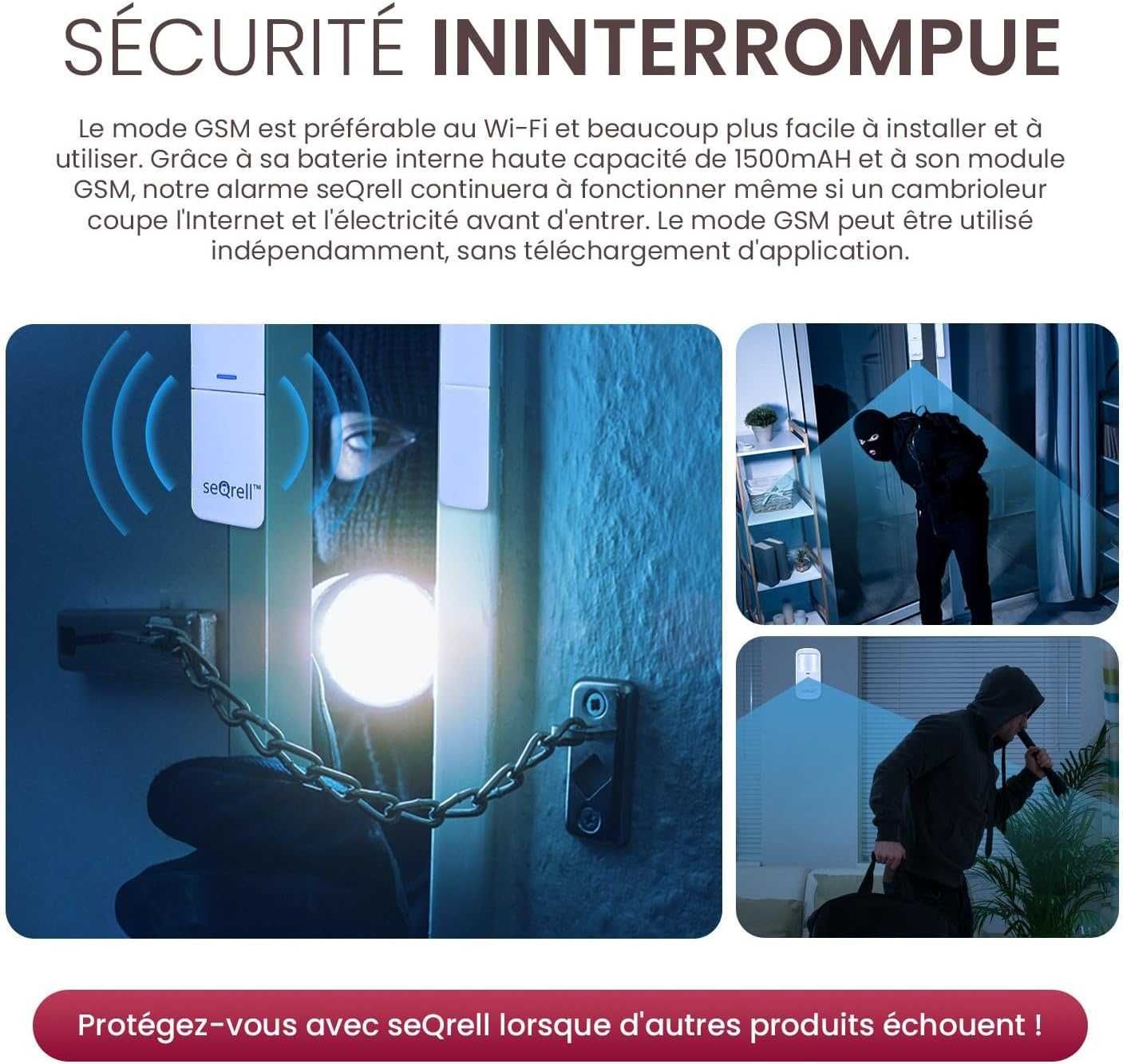 НОВА домашна алармена система seQrell GSM 4G и WiFi, тъч, 1500mAh бат.