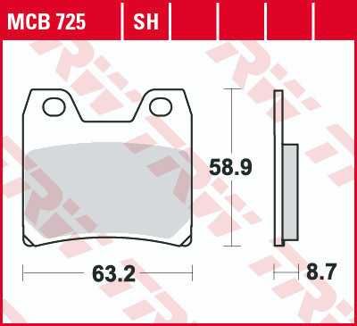 Дискови накладки TRW MCB725SH ПОЗИЦИЯ-ОТЗАД