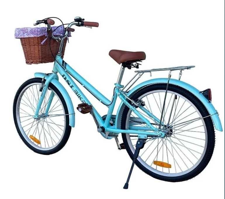 Bicicleta dama, 24 inch, V-brake, cos cumparaturi, portbagaj, sonerie,