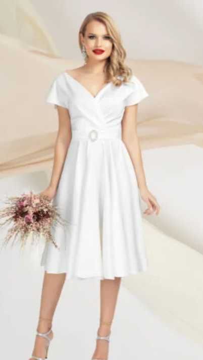 Rochie de cununie alba din tafta elastica
