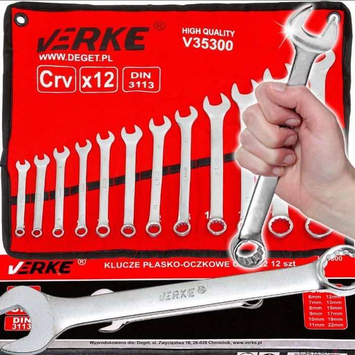 Set chei combinate, 6-22 mm, 12 piese, crom-vanadiu, Verke