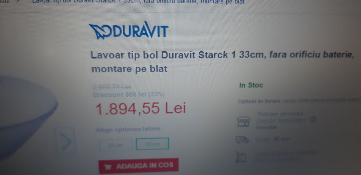 Lavoar Duravit tip bol