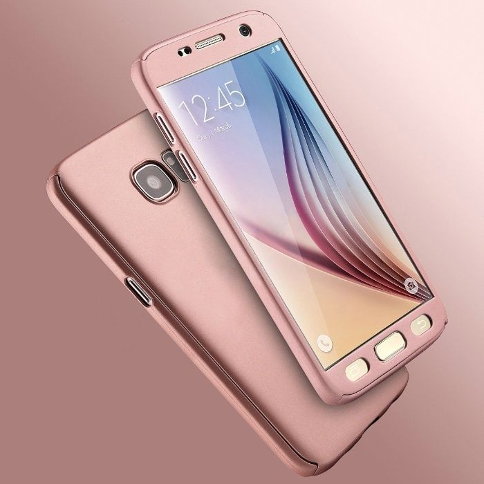 Husa 360 grade pentru Samsung A5 2017 ROSE-GOLD cu folie de protectie