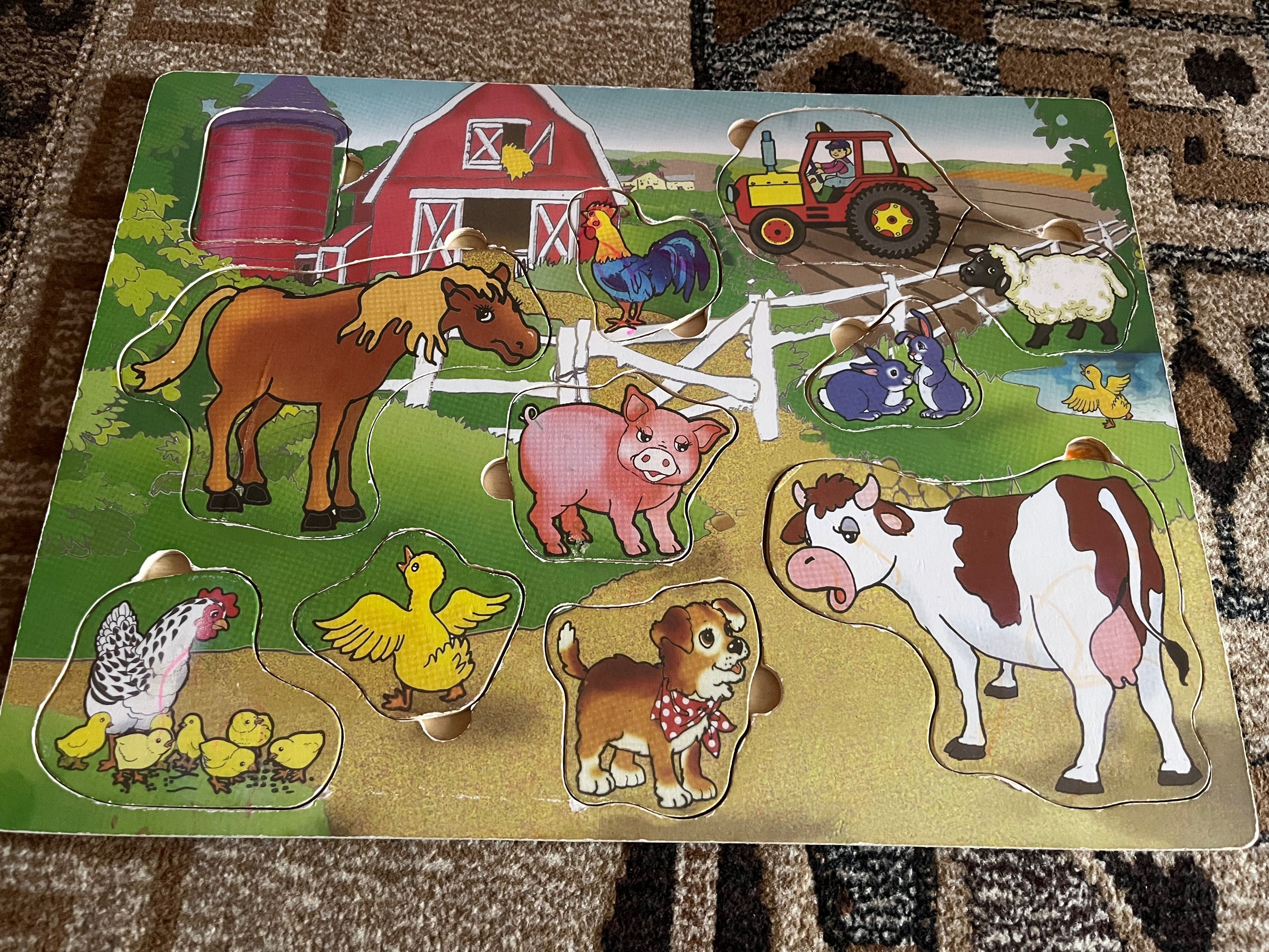 Vand puzzle de lemn ferma animalor