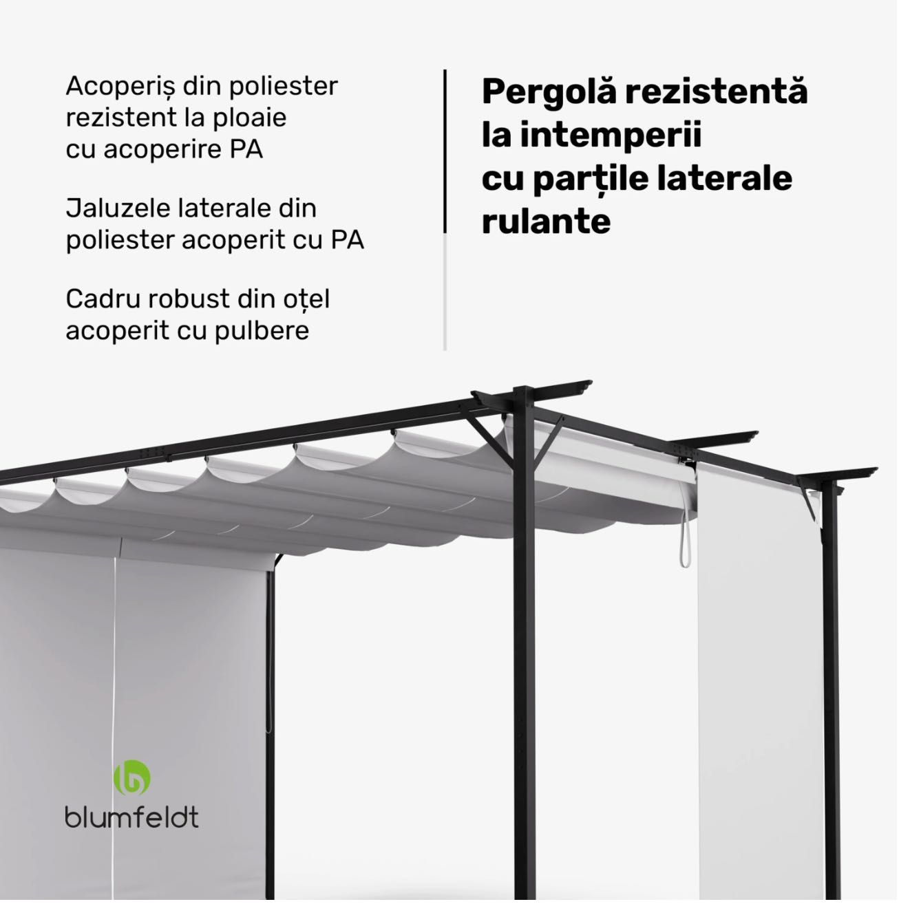 VÂND PERGOLĂ DE GRADIN - APantheon Robust  3/4 m negru cu gri deschis