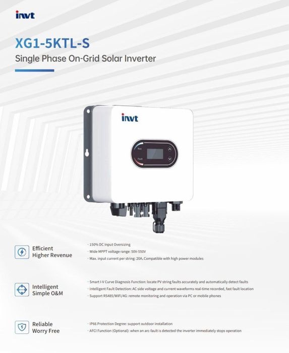 Quyosh panel invertori INVT 3 kw tarmoqli 4 yil kafolat va servis!