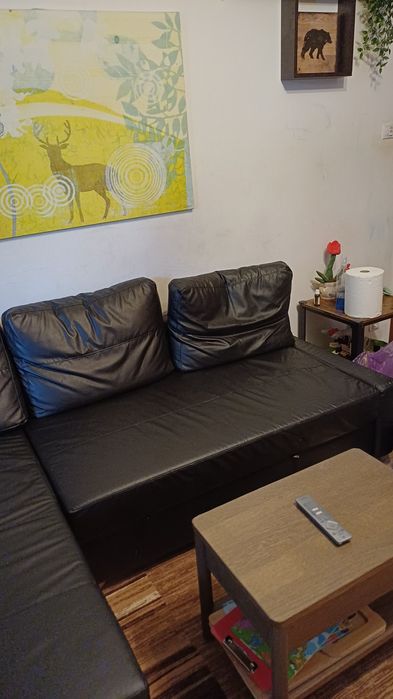 Coltar Friheten Ikea cu spatiu de depozitare, piele ecologica