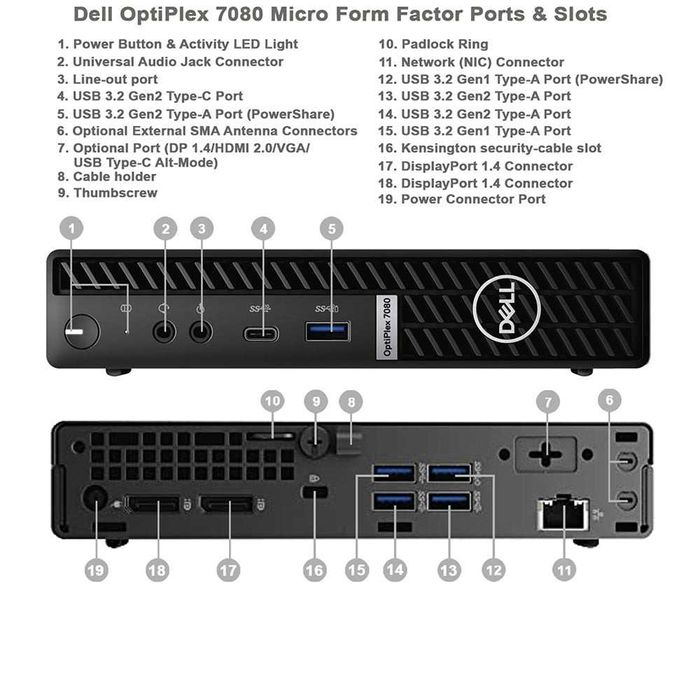 Dell OptiPlex 7080 Mini PC i5-10500T 8-32GB 128-1TB m2 w11p