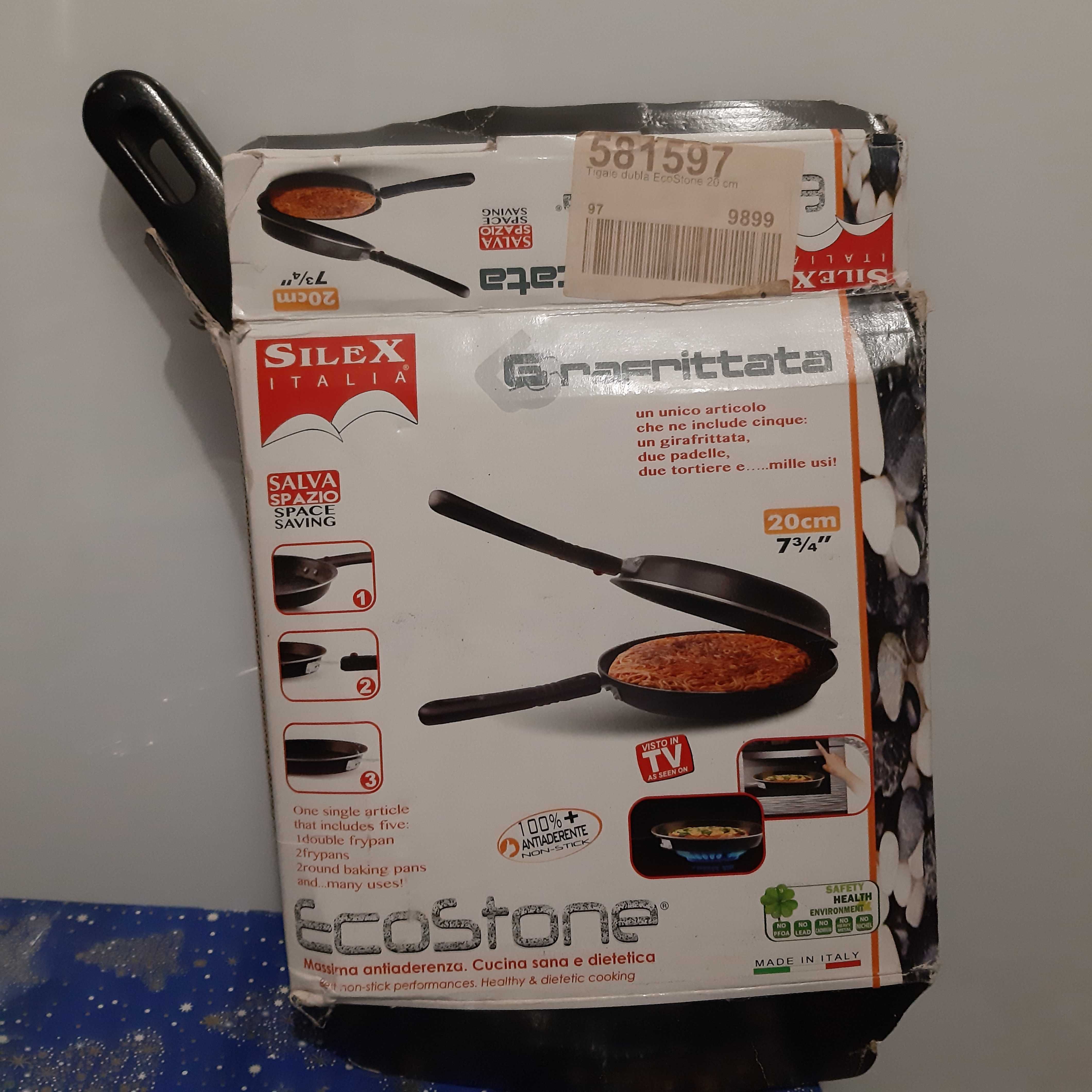 tigaie dubla silex italia 20cm non-stick 2 Mâner detașabil, Piatră