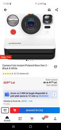 Camera Foto  Polaroid Now Gen 2 - Black & White sigilata + garantie