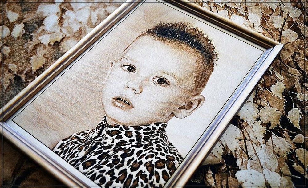 Выжигание портретов по фото, пейзажей, на дереве