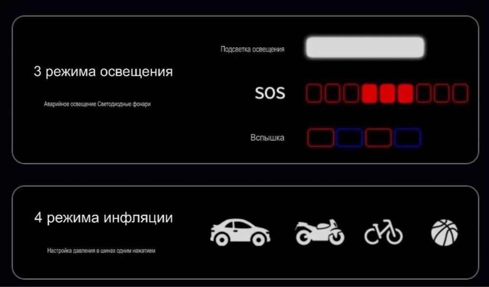 Пуско-зарядный компрессор SOULOR 4 в 1