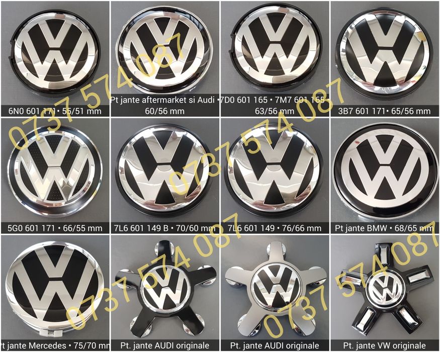 Capace jante VW Passat Golf Touareg Tiguan Polo T-Roc Jetta Arteon etc