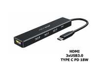 Многофункциональная док станция TypeC --> HDMI/3USB/TypeC PD