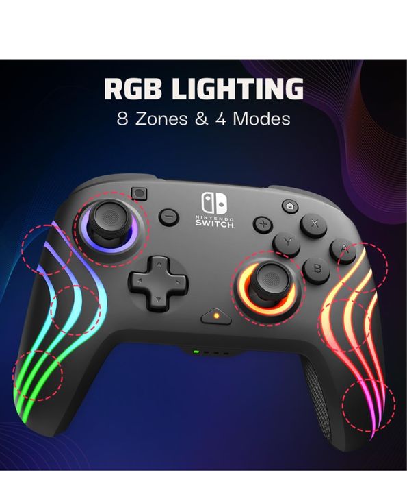 PDP Afterglow Wave Wireless RGB Gaming Controller Nintendo Switch