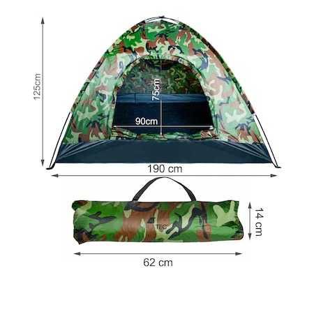 Cort camping camuflaj,impermeabil 190x190x125 cm - Multicolor