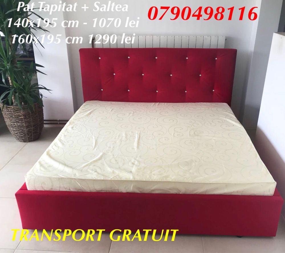 Pat Tapitat NOU + Saltea| Transport GRATUIT