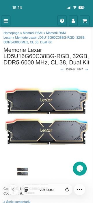 Memorie Ram Lexar DDR5 32GB 6000Mhz CL38 1.35V