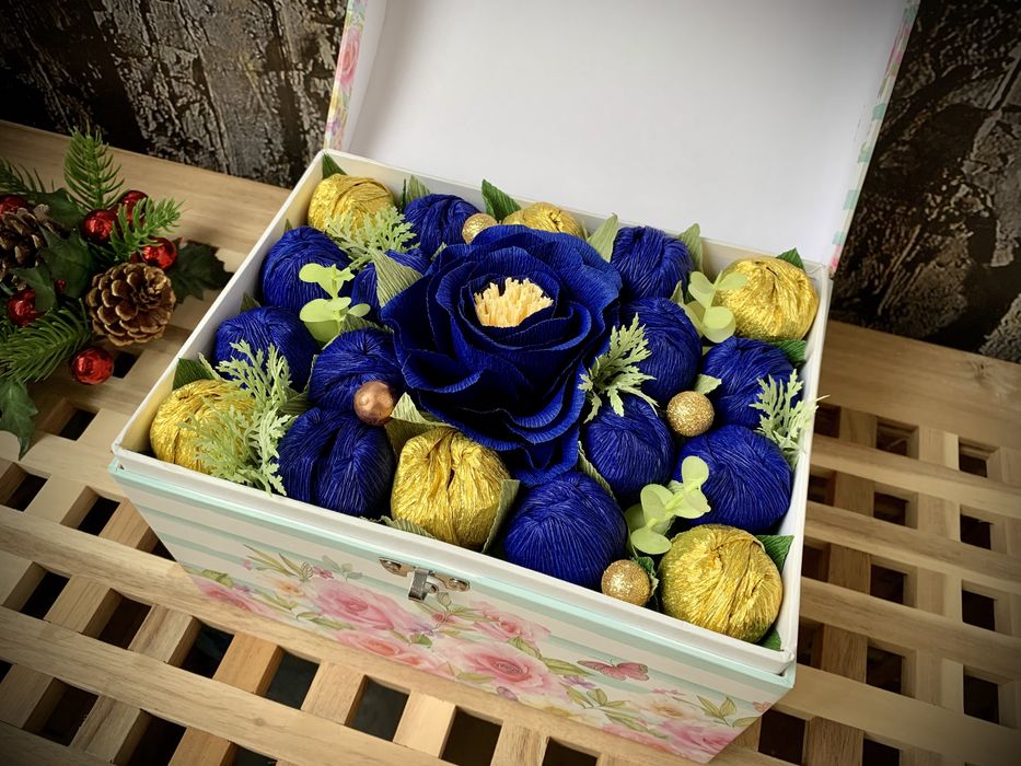 Букети с шоколадови трюфели в кутия