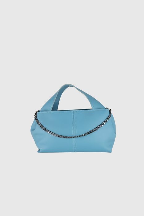 НОВО! ЛИКВИДАЦИЯ! Дамска чанта с метална верижка в светло синьо