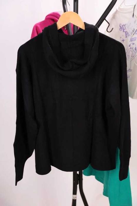 Pulover Tom Tailor negru glugă femei S M L nou etichetă