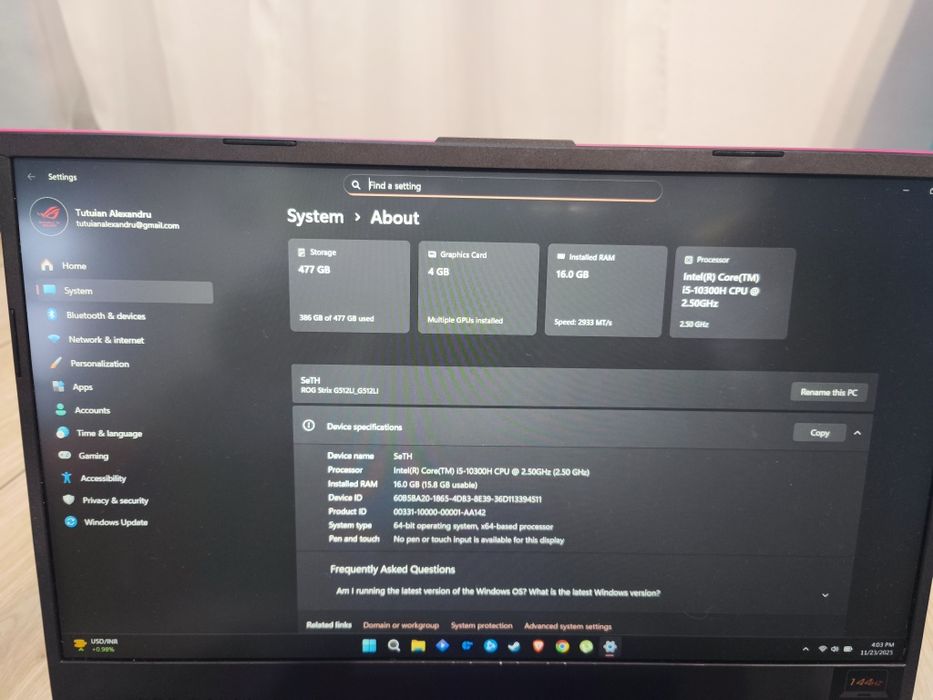 Asus Rog Strix G512LI Electro Punk Editie Limitata