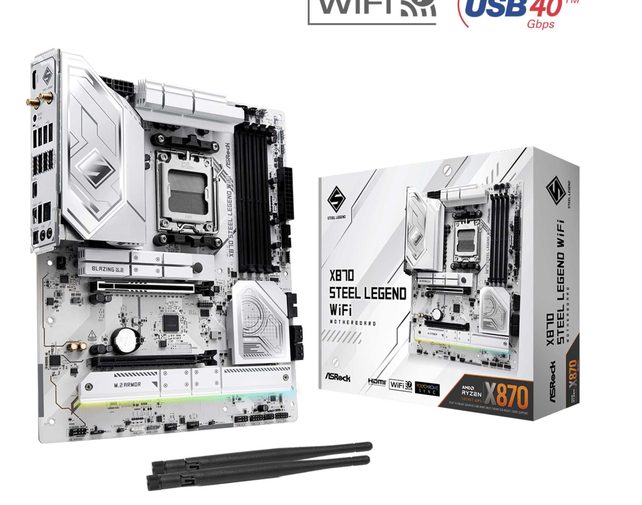 ASRock X870 Steel Legend + Ryzen 5 7600X3D, шестядрен (5.2GHz] AM5