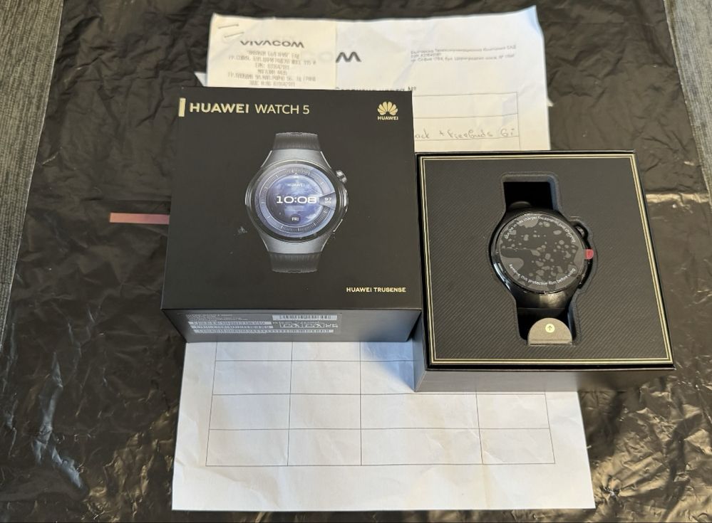 КАТО НОВ 46mm Huawei Watch 5 Гаранция Vivacom до 2027 г. Black