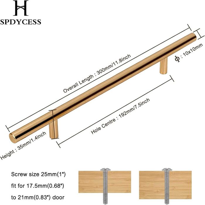Manere de mobila Spdycess, pachet de 10,Auriu, 192mm