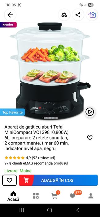 Aparat de gatit cu aburi Tefal