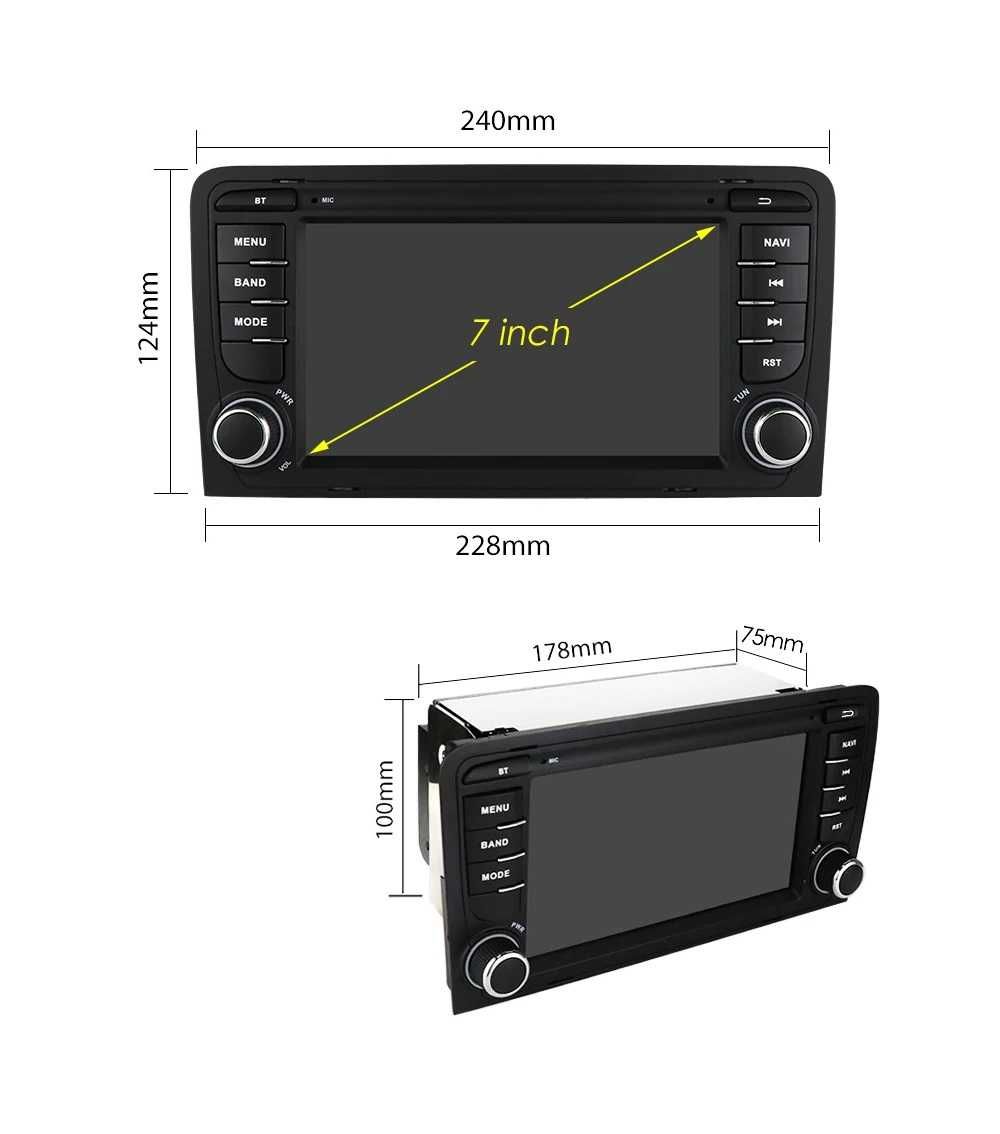 Мултимедия 7" Android 13 за Audi A3 8P навигация GPS CARPLAY RDS DSP