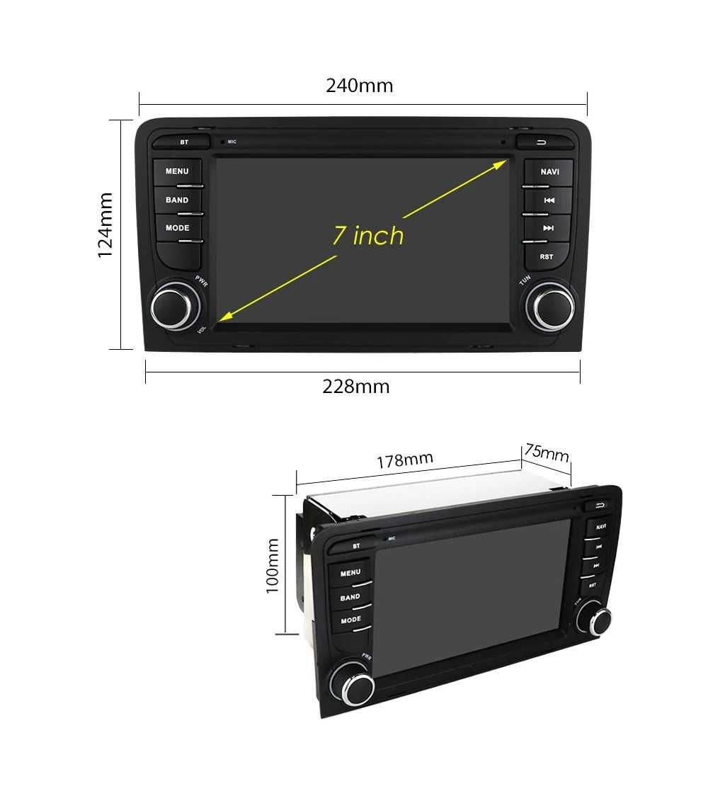 Мултимедия 7" Android 12 за Audi A3 8P навигация GPS CARPLAY RDS DSP