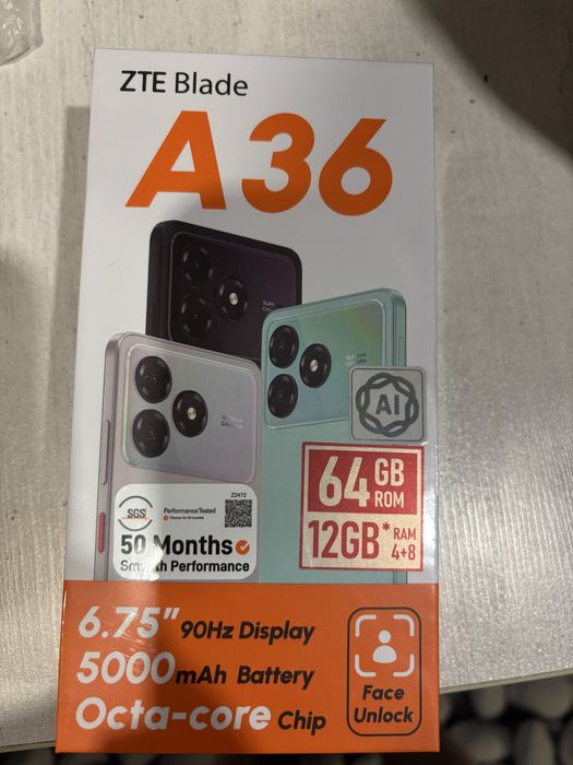 Прдам телефон ZTE A 36 , новый в упаковке, цвет черный