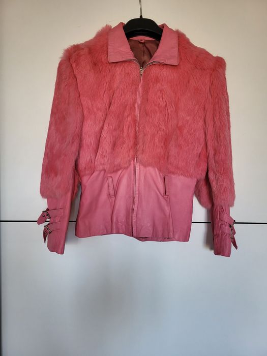 Дамско кожено яке ,естествен косъм xs