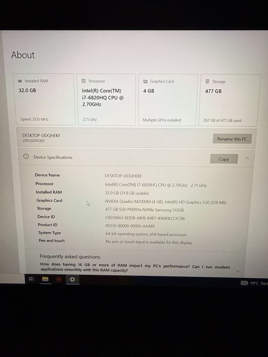 Laptop lenovo thinkpad core i7