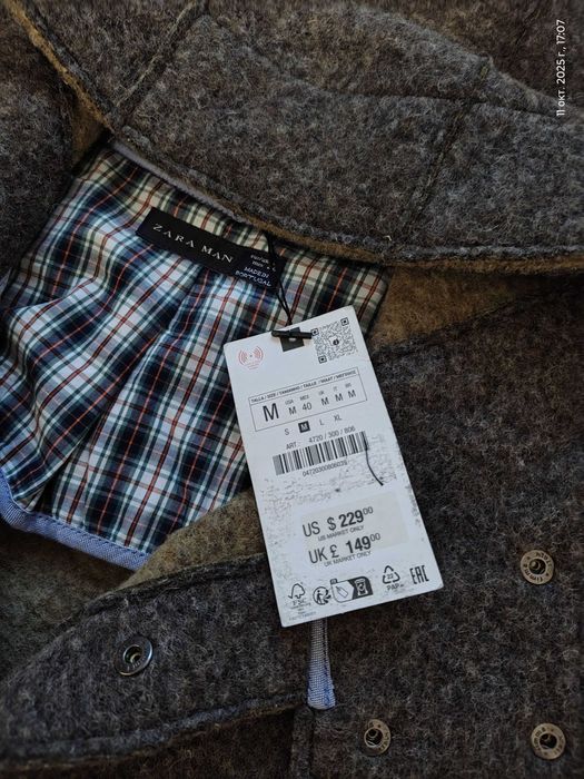 Пальто-дафлкот Zara (Испания),шерсть+кашемир,оригинал,новое,р-р 48