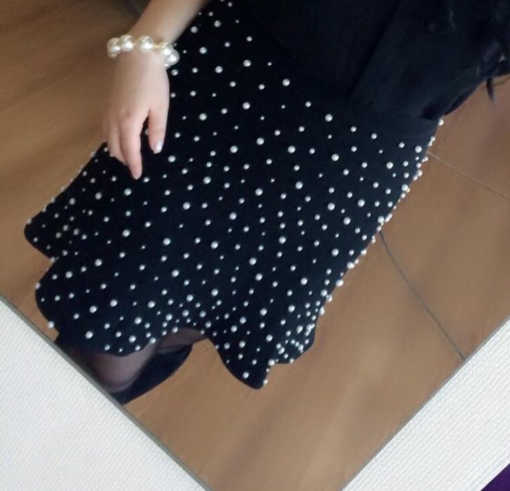 Юбка с бусинами, размер 46