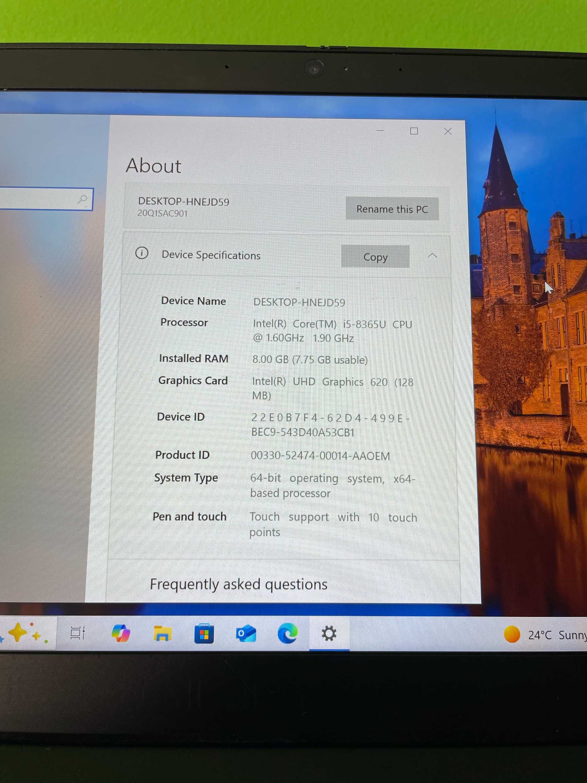 Lenovo ThinkPad X390 - Touchscreen 13.3” IPS FHD, i5-8365U, 8GB RAM