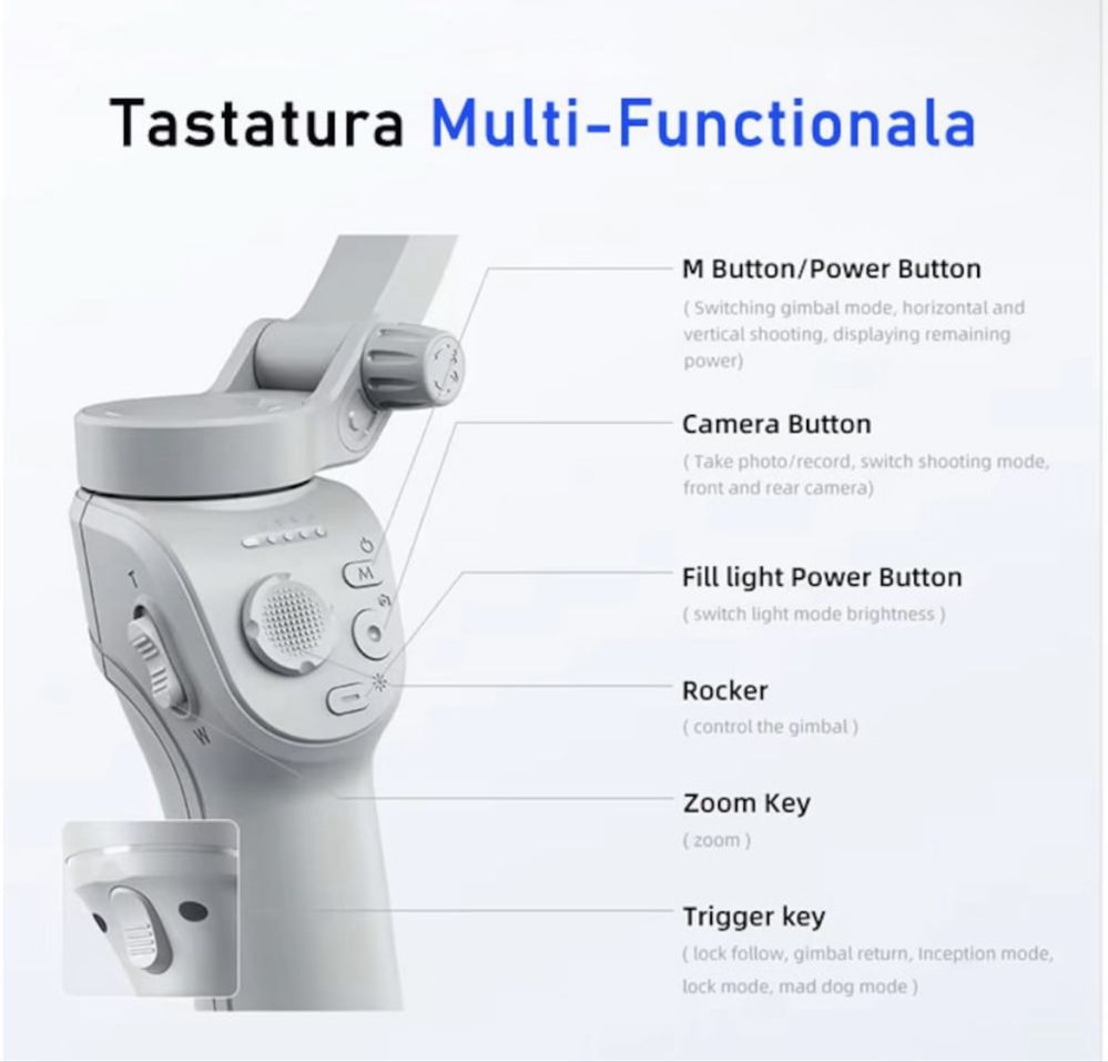 Stabilizator Suport selfie cu tracking față, filmări & poze smart